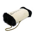VINTAGE CHANEL LOGO ARM WARMER CHAIN WHITE BLACK FAUX FUR RTW 90335655
