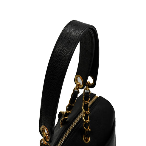 VINTAGE CHANEL COCOMARK CHAIN SHOULDER BAG BLACK CAVIAR SKIN GOLD HARDWARE 90346137