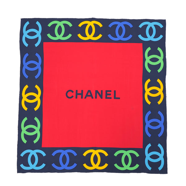 VINTAGE CHANEL LOGO COCOMARK PATTERN SCARF MULTICOLOR SILK 90323480