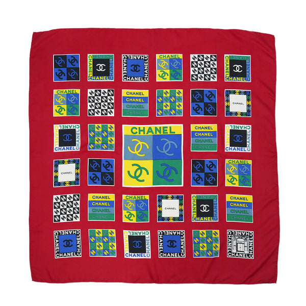 VINTAGE CHANEL LOGO COCOMARK PATTERN SCARF MULTICOLOR SILK 90324779