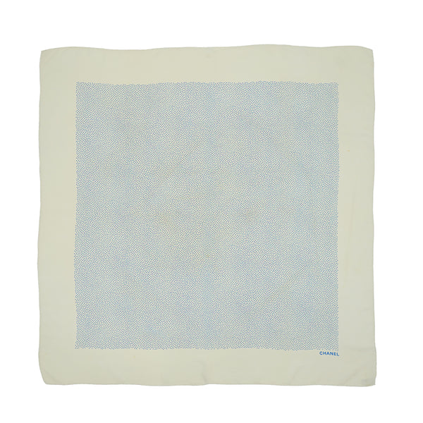 VINTAGE CHANEL LOGO DOT PATTERN SCARF ECRU SILK 90328721