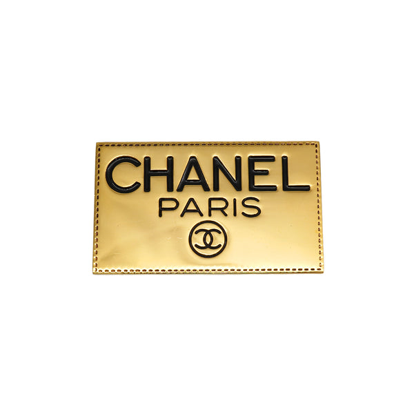 VINTAGE CHANEL LOGO PLATE BROOCH GOLD ACCESSORY 90330692