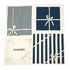 VINTAGE CHANEL LOGO RIBBON STRIPE PATTERN SCARF NAVY WHITE SILK 90340534