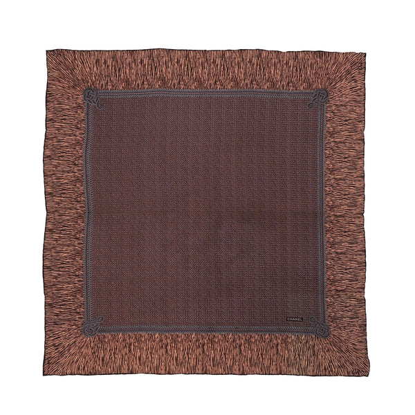 VINTAGE CHANEL LOGO SCARF BROWN SILK 90322221