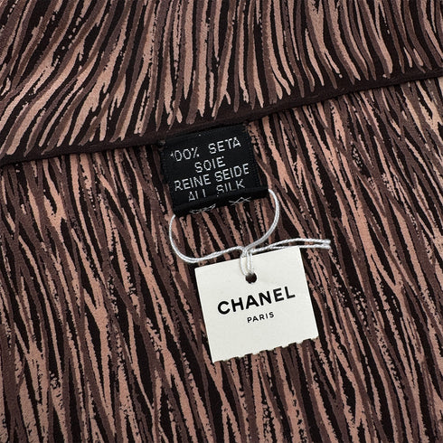 VINTAGE CHANEL LOGO SCARF BROWN SILK 90322221