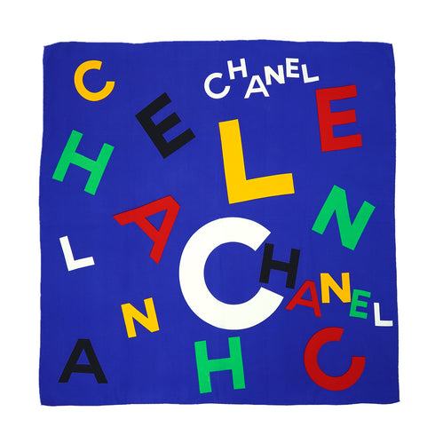 VINTAGE CHANEL LOGO SCARF MULTICOLOR SILK 90328013