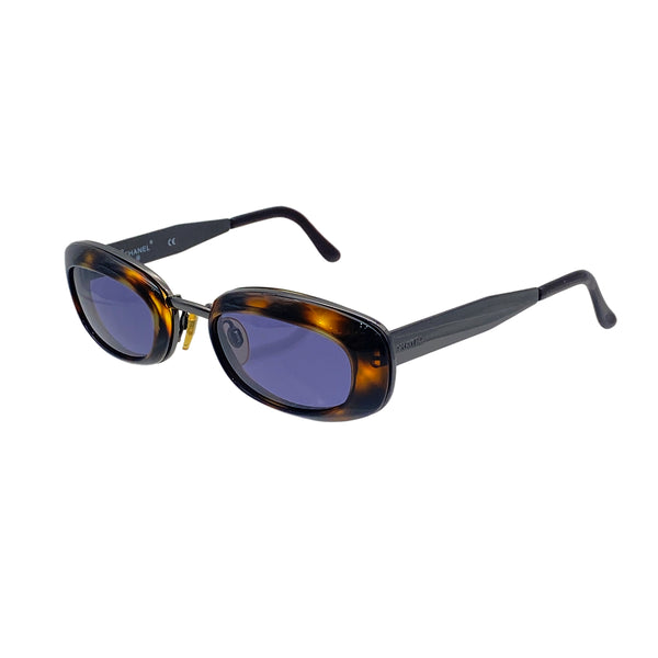 VINTAGE CHANEL LOGO SUNGLASSES TORTOISESHELL BROWN EYEWEAR 90325282