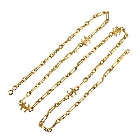 VINTAGE CHANEL LONG NECKLACE COCOMARK GOLD ACCESSORY 90328696