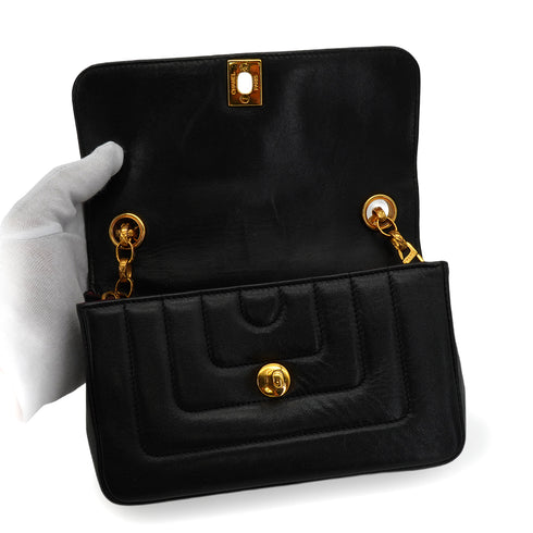 VINTAGE CHANEL MADEMOISELLE BIJOU CHAIN SHOULDER BAG BLACK LAMB SKIN GOLD HARDWARE 90346150
