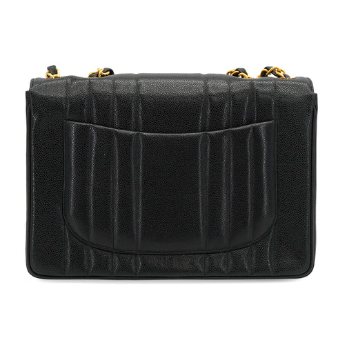 VINTAGE CHANEL MADEMOISELLE CHAIN SHOULDER BAG BLACK CAVIAR SKIN GOLD HARDWARE 90335300