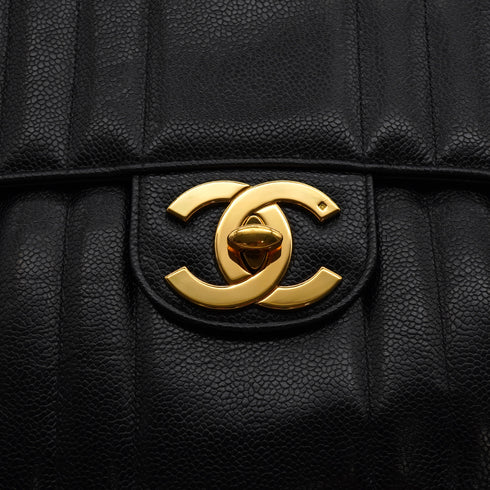 VINTAGE CHANEL MADEMOISELLE CHAIN SHOULDER BAG BLACK CAVIAR SKIN GOLD HARDWARE 90335300