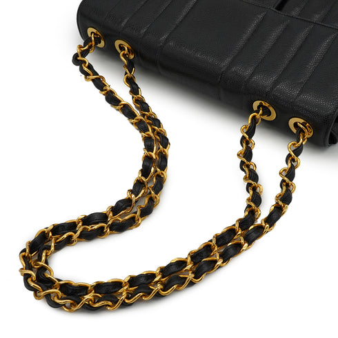 VINTAGE CHANEL MADEMOISELLE CHAIN SHOULDER BAG BLACK CAVIAR SKIN GOLD HARDWARE 90335300