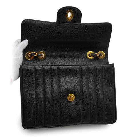 VINTAGE CHANEL MADEMOISELLE CHAIN SHOULDER BAG BLACK CAVIAR SKIN GOLD HARDWARE 90335300