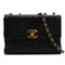 VINTAGE CHANEL MADEMOISELLE CHAIN SHOULDER BAG BLACK CAVIAR SKIN GOLD HARDWARE 90343855
