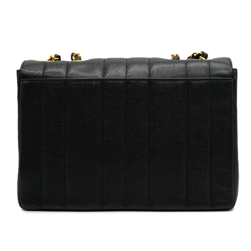 VINTAGE CHANEL MADEMOISELLE CHAIN SHOULDER BAG BLACK CAVIAR SKIN GOLD HARDWARE 90343855