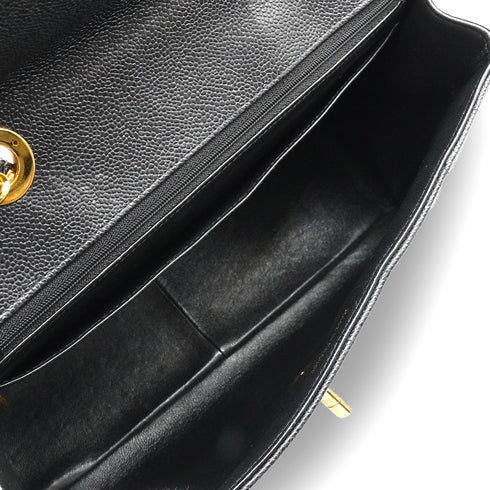 VINTAGE CHANEL MADEMOISELLE CHAIN SHOULDER BAG BLACK CAVIAR SKIN GOLD HARDWARE 90343855