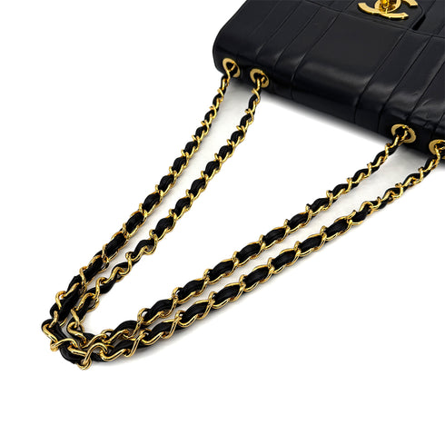 VINTAGE CHANEL MADEMOISELLE CHAIN SHOULDER BAG BLACK LAMB SKIN GOLD HARDWARE 90318632