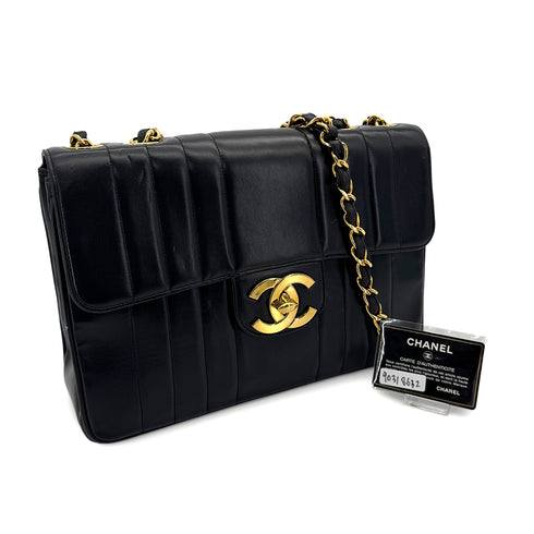 VINTAGE CHANEL MADEMOISELLE CHAIN SHOULDER BAG BLACK LAMB SKIN GOLD HARDWARE 90318632