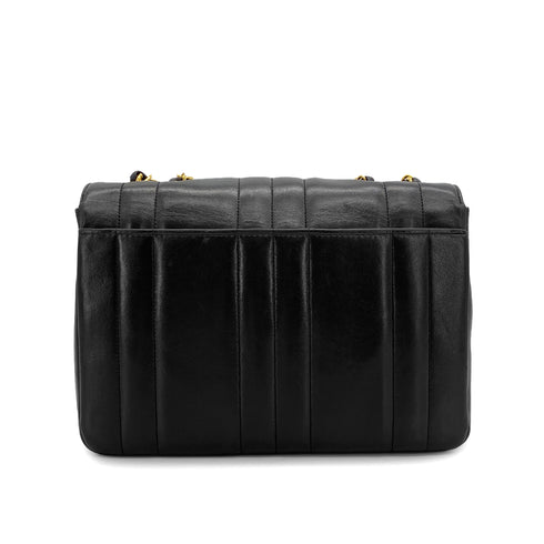 VINTAGE CHANEL MADEMOISELLE CHAIN SHOULDER BAG BLACK LAMB SKIN GOLD HARDWARE 90321147