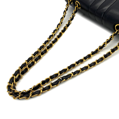 VINTAGE CHANEL MADEMOISELLE CHAIN SHOULDER BAG BLACK LAMB SKIN GOLD HARDWARE 90321147