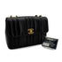 VINTAGE CHANEL MADEMOISELLE CHAIN SHOULDER BAG BLACK LAMB SKIN GOLD HARDWARE 90321147