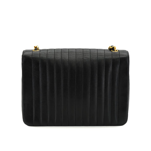 VINTAGE CHANEL MADEMOISELLE CHAIN SHOULDER BAG BLACK LAMB SKIN GOLD HARDWARE 90326606