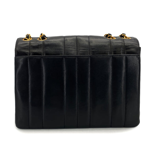 VINTAGE CHANEL MADEMOISELLE CHAIN SHOULDER BAG BLACK LAMB SKIN GOLD HARDWARE 90327062