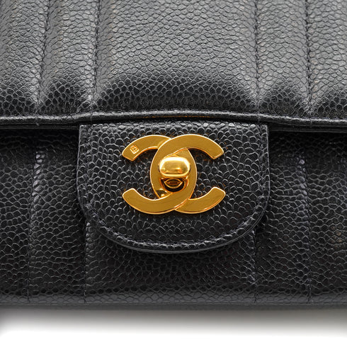 VINTAGE CHANEL MADEMOISELLE CHAIN SHOULDER BAG BLACK CAVIAR SKIN GOLD HARDWARE 90331376