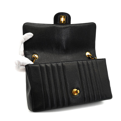 VINTAGE CHANEL MADEMOISELLE CHAIN SHOULDER BAG BLACK CAVIAR SKIN GOLD HARDWARE 90331376