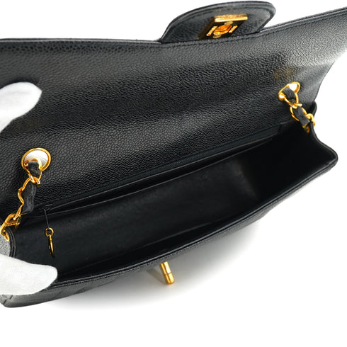 VINTAGE CHANEL MADEMOISELLE CHAIN SHOULDER BAG BLACK CAVIAR SKIN GOLD HARDWARE 90331376