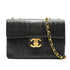 VINTAGE CHANEL MADEMOISELLE CHAIN SHOULDER BAG BLACK LAMB SKIN GOLD HARDWARE 90335601