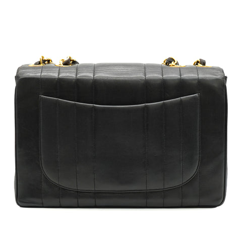 VINTAGE CHANEL MADEMOISELLE CHAIN SHOULDER BAG BLACK LAMB SKIN GOLD HARDWARE 90335601