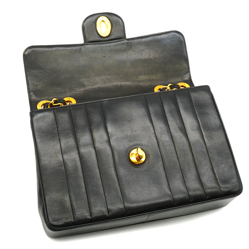 VINTAGE CHANEL MADEMOISELLE CHAIN SHOULDER BAG BLACK LAMB SKIN GOLD HARDWARE 90335601