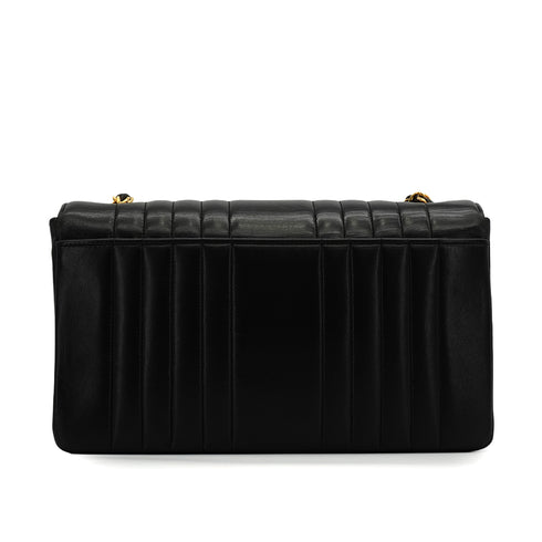 VINTAGE CHANEL MADEMOISELLE CHAIN SHOULDER BAG BLACK LAMB SKIN GOLD HARDWARE 90337660