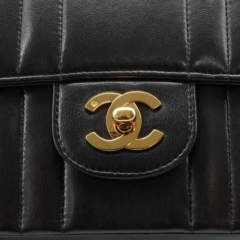 VINTAGE CHANEL MADEMOISELLE CHAIN SHOULDER BAG BLACK LAMB SKIN GOLD HARDWARE 90337660