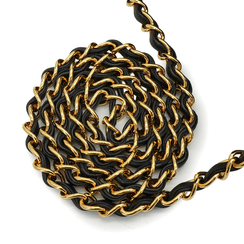 VINTAGE CHANEL MADEMOISELLE CHAIN SHOULDER BAG BLACK LAMB SKIN GOLD HARDWARE 90337660