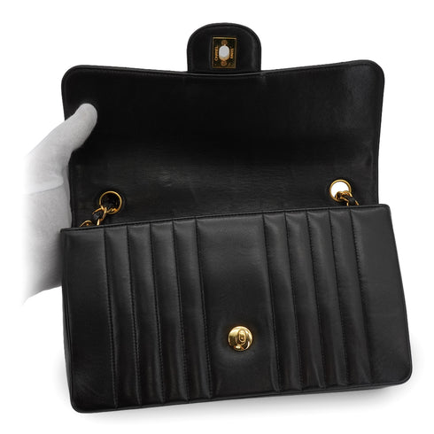 VINTAGE CHANEL MADEMOISELLE CHAIN SHOULDER BAG BLACK LAMB SKIN GOLD HARDWARE 90337660