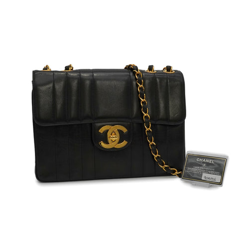 VINTAGE CHANEL MADEMOISELLE CHAIN SHOULDER BAG BLACK LAMB SKIN GOLD HARDWARE 90341916