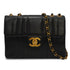 VINTAGE CHANEL MADEMOISELLE CHAIN SHOULDER BAG BLACK LAMB SKIN GOLD HARDWARE 90341916