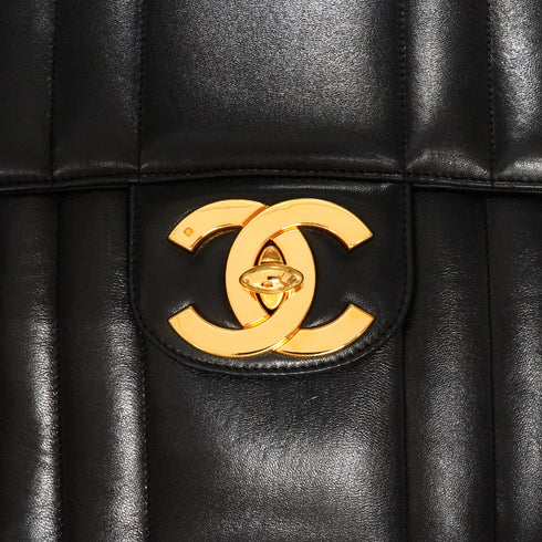 VINTAGE CHANEL MADEMOISELLE CHAIN SHOULDER BAG BLACK LAMB SKIN GOLD HARDWARE 90341916