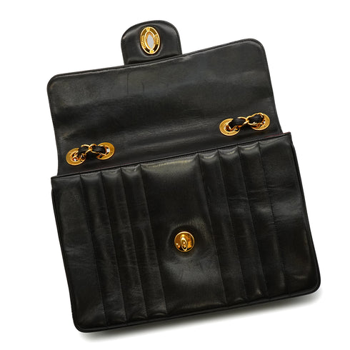 VINTAGE CHANEL MADEMOISELLE CHAIN SHOULDER BAG BLACK LAMB SKIN GOLD HARDWARE 90341916