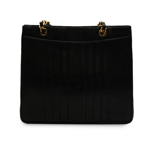 VINTAGE CHANEL MADEMOISELLE CHAIN SHOULDER BAG BLACK LAMB SKIN GOLD HARDWARE 90346141