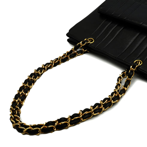 VINTAGE CHANEL MADEMOISELLE CHAIN SHOULDER BAG BLACK LAMB SKIN GOLD HARDWARE 90346141