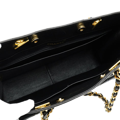 VINTAGE CHANEL MADEMOISELLE CHAIN SHOULDER BAG BLACK LAMB SKIN GOLD HARDWARE 90346141