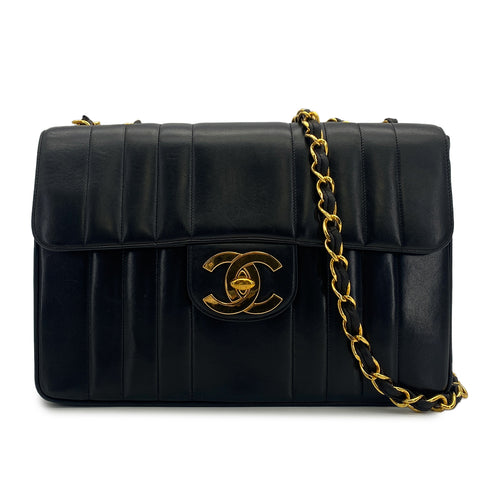 VINTAGE CHANEL MADEMOISELLE CHAIN SHOULDER BAG BLACK LAMB SKIN GOLD HARDWARE 90317769