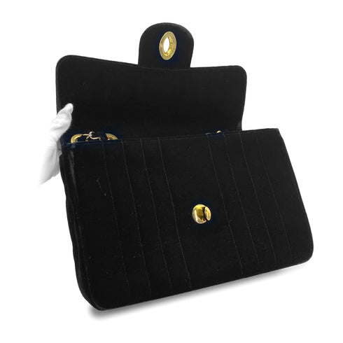 VINTAGE CHANEL MADEMOISELLE CHAIN SHOULDER BAG BLACK VELOR GOLD HARDWARE 90325613