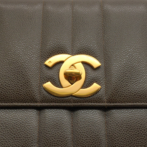 VINTAGE CHANEL MADEMOISELLE CHAIN SHOULDER BAG KHAKI CAVIAR SKIN GOLD HARDWARE 90340384