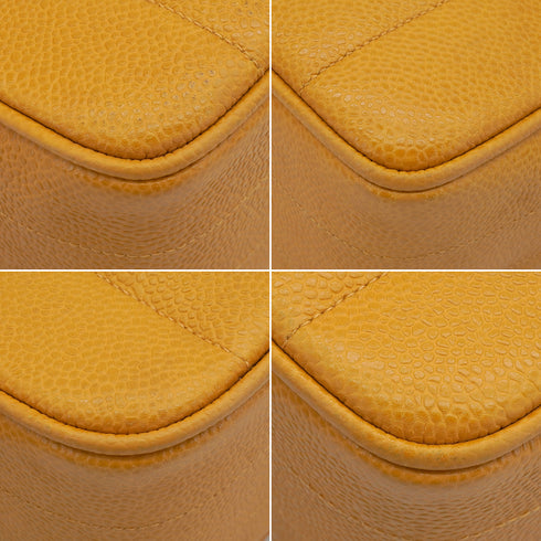 VINTAGE CHANEL MADEMOISELLE HAND BAG YELLOW CAVIAR SKIN GOLD HARDWARE 90350384