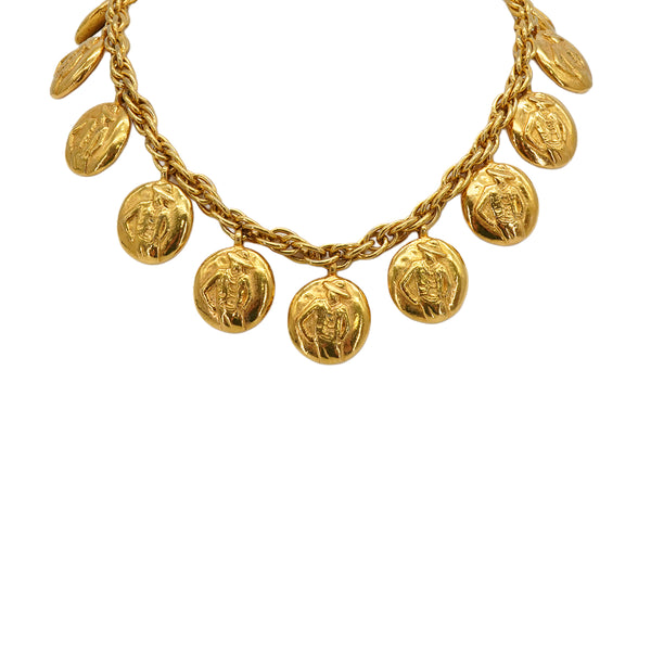 VINTAGE CHANEL MADEMOISELLE LOGO NECKLACE GOLD ACCESSORY 90334245
