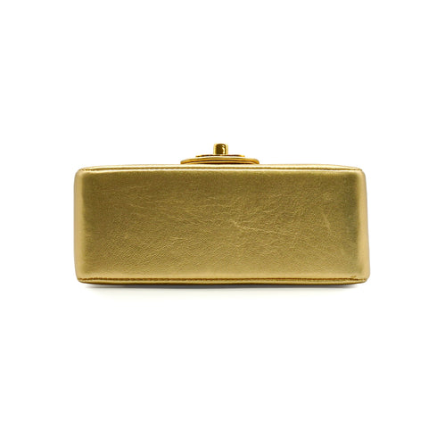 VINTAGE CHANEL MADEMOISELLE MINI CHAIN SHOULDER BAG GOLD LAMB SKIN GOLD HARDWARE 90342588